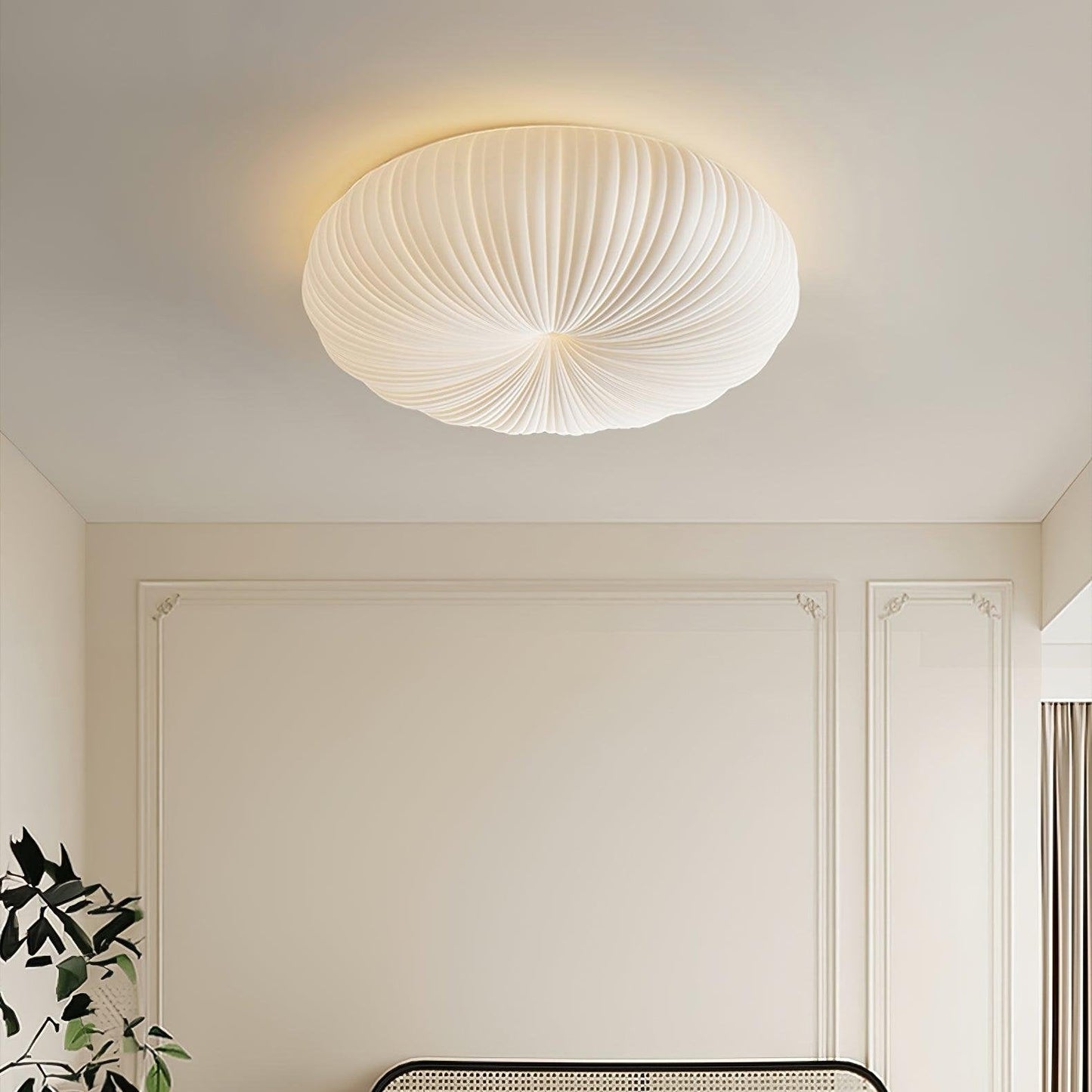 Modern ceiling lamp featuring a sleek metal and PE acrylic design, equipped with a remote dimming function for customizable lighting. 1