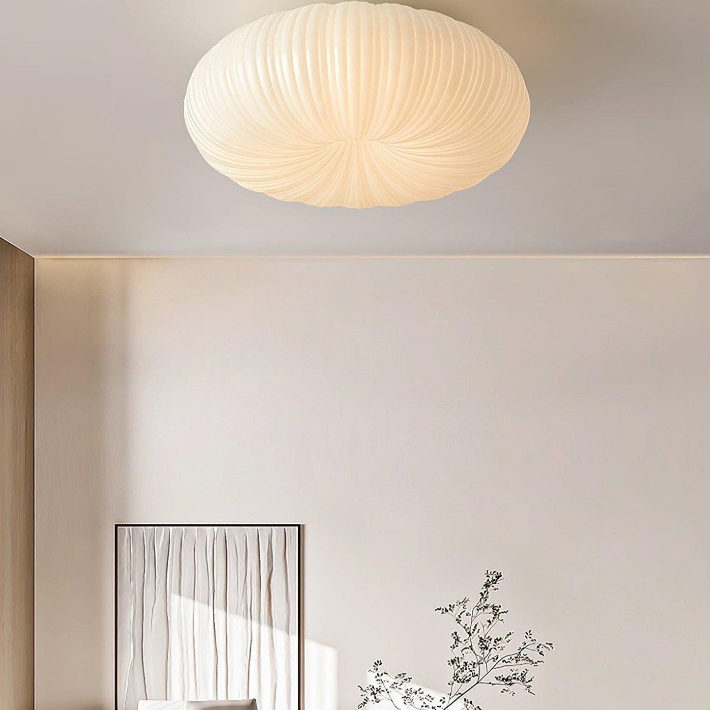 Modern ceiling lamp featuring a sleek metal and PE acrylic design, equipped with a remote dimming function for customizable lighting. 8