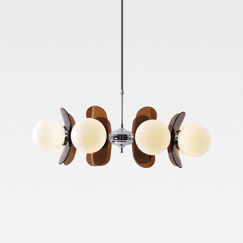 Modern chandelier light featuring an adjustable cable, showcasing a Bauhaus-inspired iron design complemented by elegant frosted glass spheres. 6