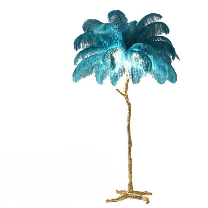 Modern floor lamp featuring a dimmable LED light and an elegant ostrich feather shade, perfect for enhancing stylish interiors. 8