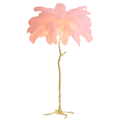 Modern floor lamp featuring a dimmable LED light and an elegant ostrich feather shade, perfect for enhancing stylish interiors. 10