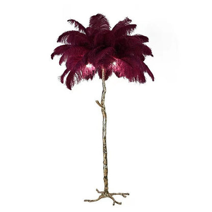 Modern floor lamp featuring a dimmable LED light and an elegant ostrich feather shade, perfect for enhancing stylish interiors. 9