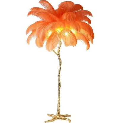 Modern floor lamp featuring a dimmable LED light and an elegant ostrich feather shade, perfect for enhancing stylish interiors. 12