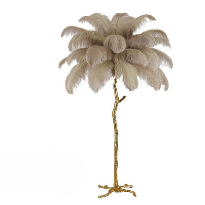 Modern floor lamp featuring a dimmable LED light and an elegant ostrich feather shade, perfect for enhancing stylish interiors. 11