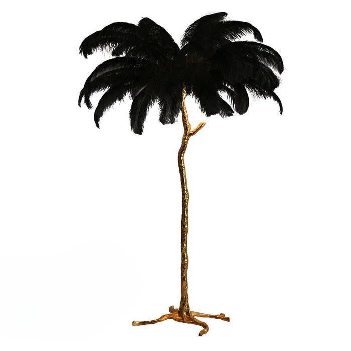 Modern floor lamp featuring a dimmable LED light and an elegant ostrich feather shade, perfect for enhancing stylish interiors. 6