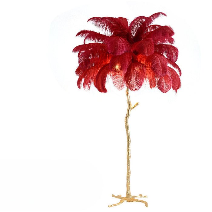 Modern floor lamp featuring a dimmable LED light and an elegant ostrich feather shade, perfect for enhancing stylish interiors. 7