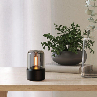 Modern LED aroma diffuser featuring a captivating flame effect, designed for essential oils, perfect for relaxation and enhancing home decor. 3