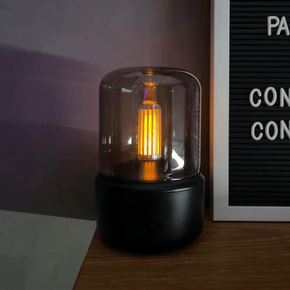 Modern LED aroma diffuser featuring a captivating flame effect, designed for essential oils, perfect for relaxation and enhancing home decor. 2