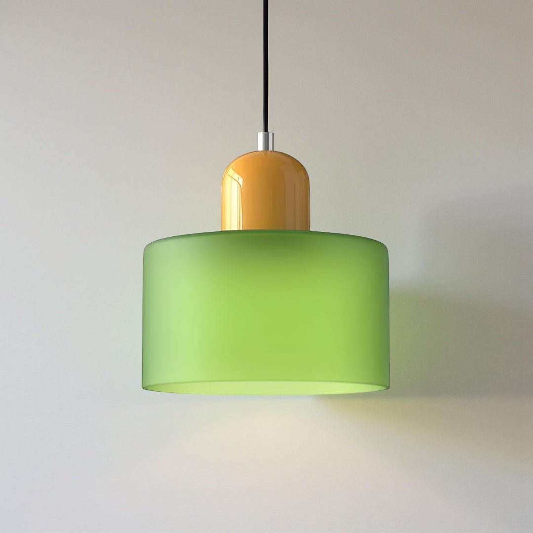 Modern pendant light featuring a sleek design with a glass shade, ideal for illuminating kitchen islands and dining areas. 25