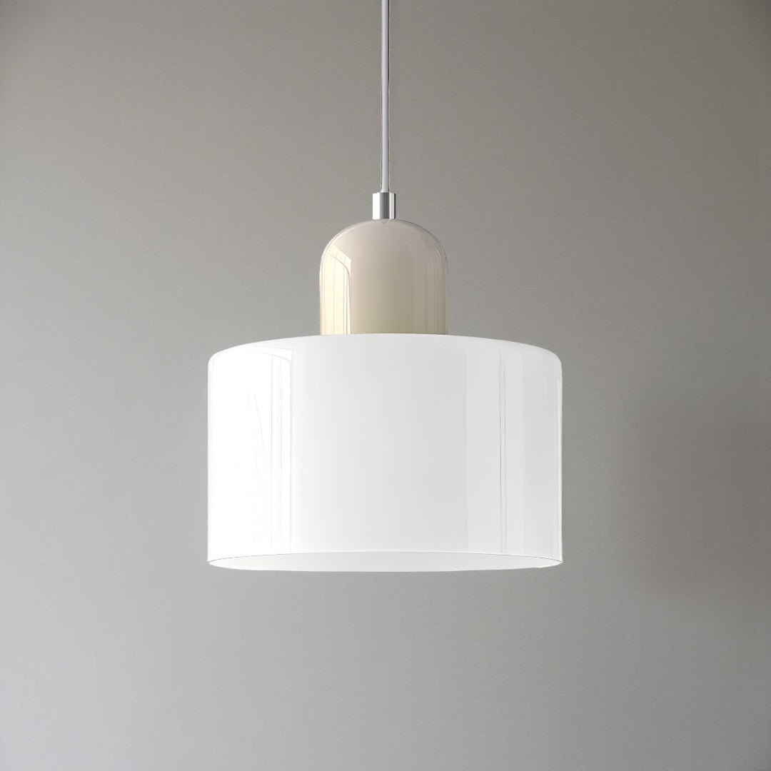 Modern pendant light featuring a sleek design with a glass shade, ideal for illuminating kitchen islands and dining areas. 12