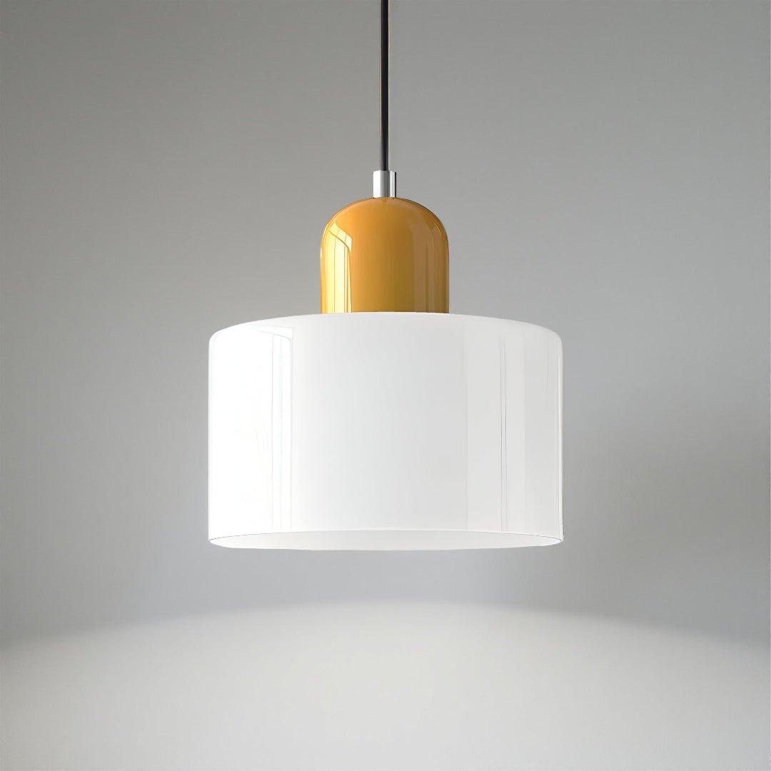 Modern pendant light featuring a sleek design with a glass shade, ideal for illuminating kitchen islands and dining areas. 22