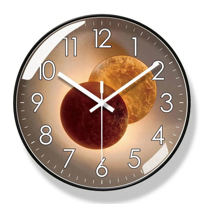 Modern round wall clock featuring an elegant acrylic design, perfect for home and office decor, with a noiseless quartz mechanism, available in 25cm and 4