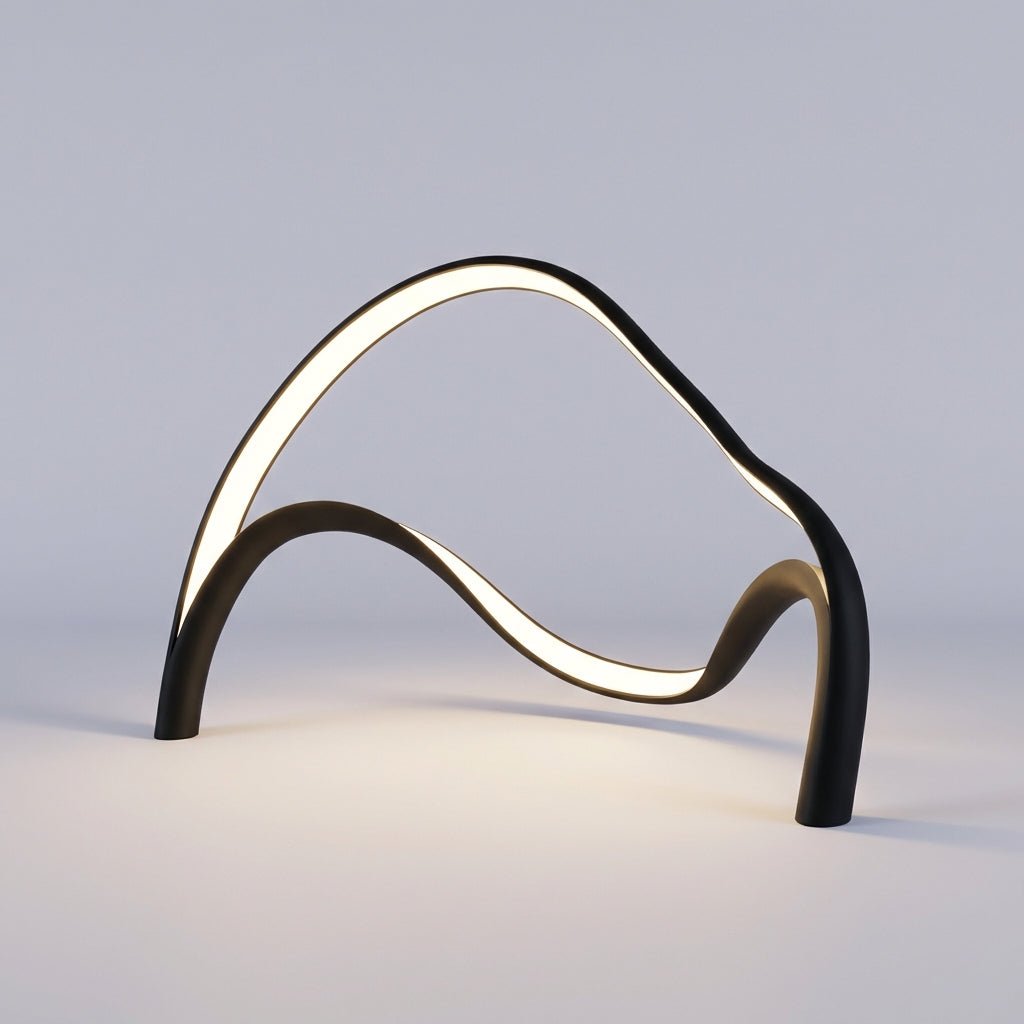 Modern table lamp featuring an integrated LED light with a sleek metal and acrylic finish, designed for compact use on bedside tables or desks. 5