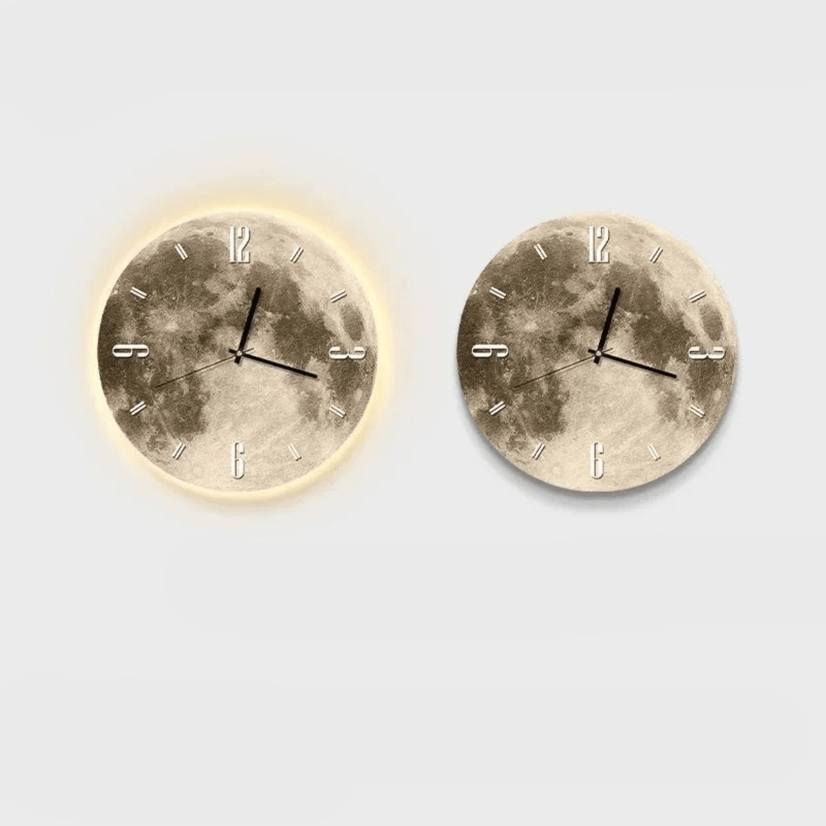 Modern wall clock featuring a unique wooden design with night sky lighting, perfect for enhancing contemporary interiors. 1