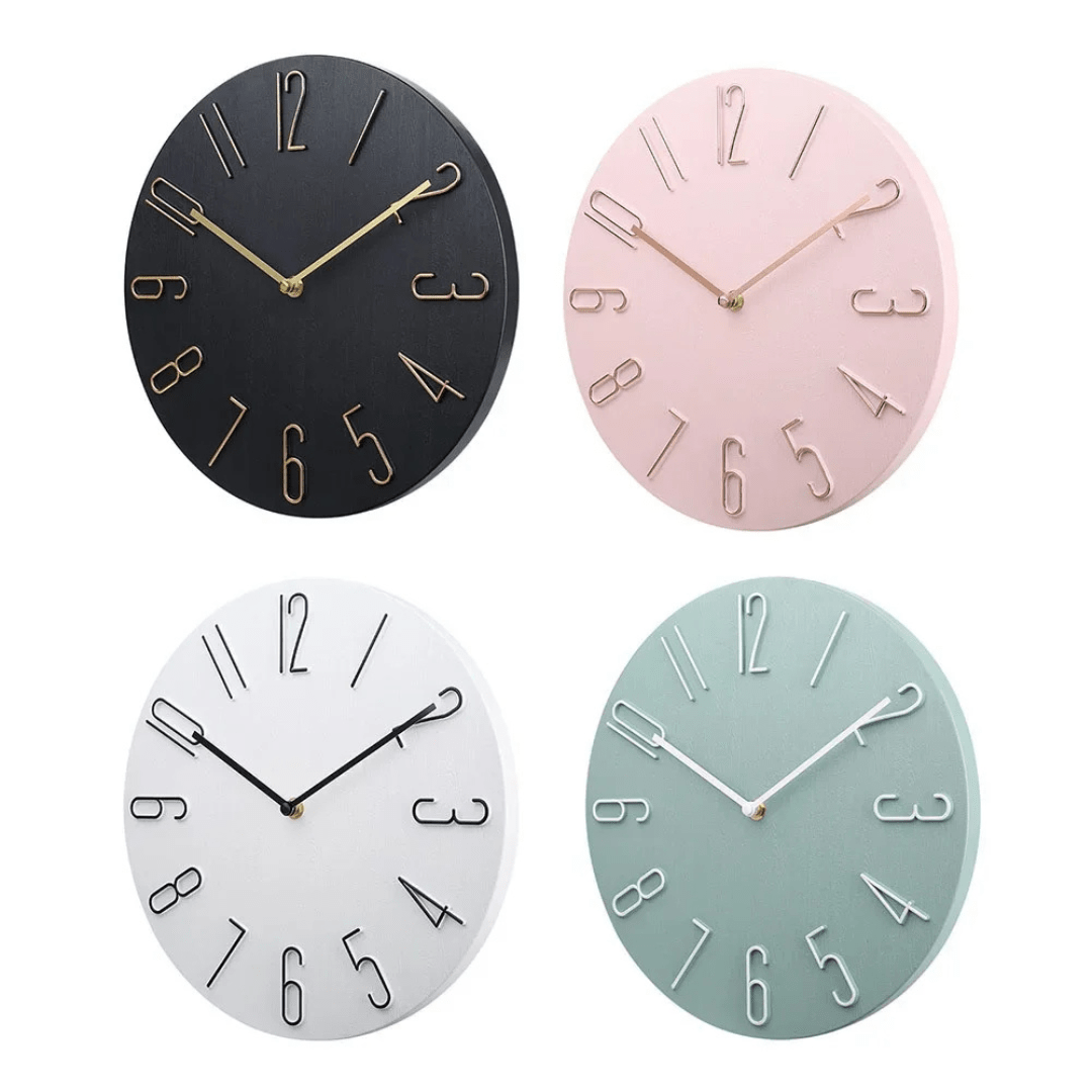 Modern wall clock featuring a colorful ABS design, 30 cm in diameter, ensuring precise timekeeping and adding a stylish touch to any room décor. 3