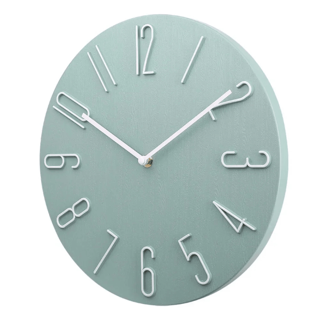 Modern wall clock featuring a colorful ABS design, 30 cm in diameter, ensuring precise timekeeping and adding a stylish touch to any room décor. 6