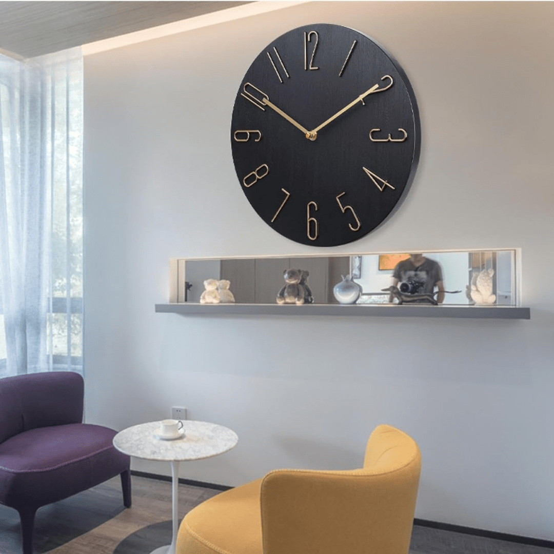 Modern wall clock featuring a colorful ABS design, 30 cm in diameter, ensuring precise timekeeping and adding a stylish touch to any room décor. 1