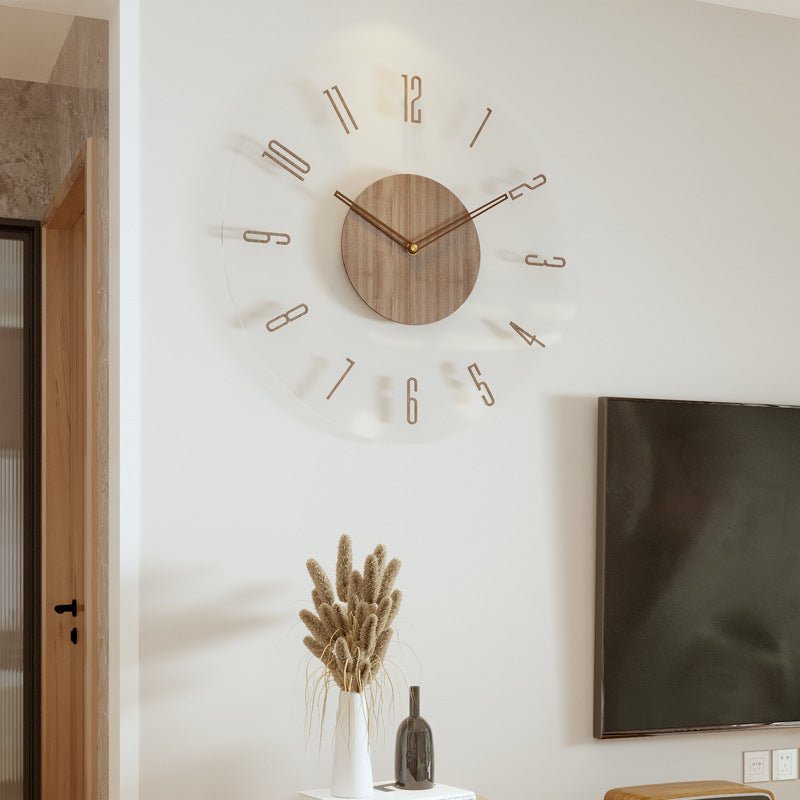Modern wooden wall clock featuring a 35cm Scandinavian design, perfect for enhancing stylish home decor with a minimalist and contemporary aesthetic. 4