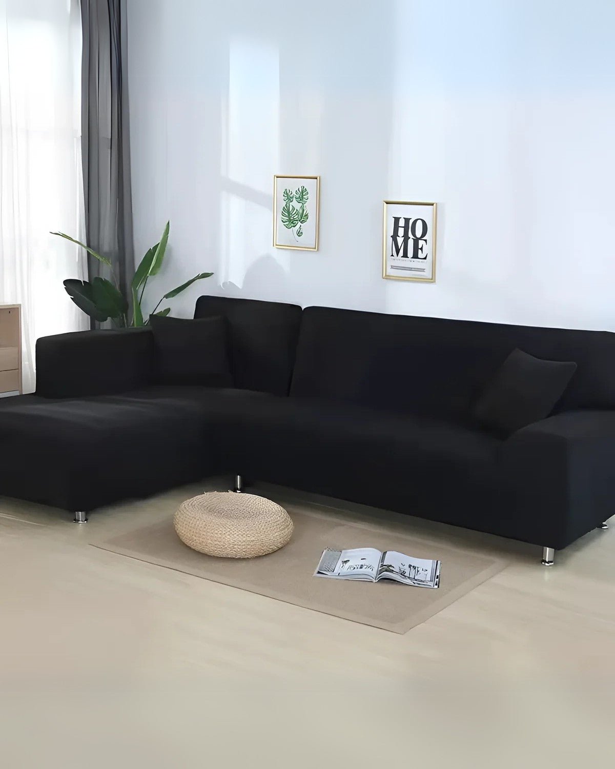 Modular sofa cover for sectional sofas made of flexible milk silk fabric, featuring an elegant modern design, suitable for sofas measuring 93-118 inches. 0