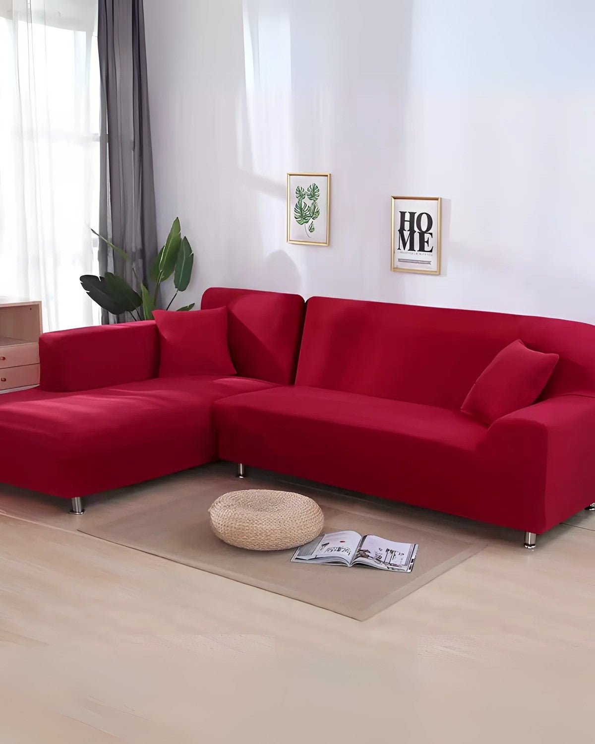Modular sofa cover for sectional sofas made of flexible milk silk fabric, featuring an elegant modern design, suitable for sofas measuring 93-118 inches. 3
