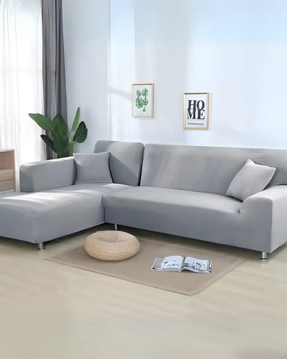 Modular sofa cover for sectional sofas made of flexible milk silk fabric, featuring an elegant modern design, suitable for sofas measuring 93-118 inches. 5