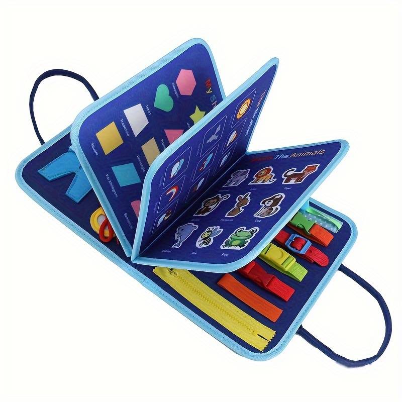 Montessori Busy Book for Toddlers ages 2-5 featuring fine motor skills activities, designed as an interactive quiet book made from soft, non 4