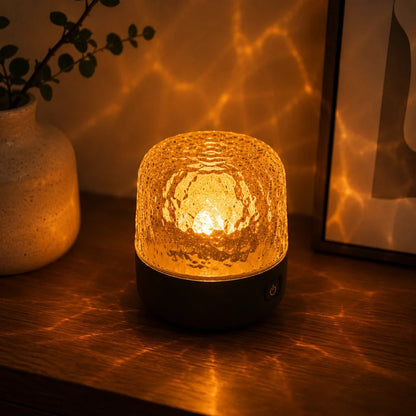 Mood lamp featuring a crystal glass design, equipped with a Bluetooth speaker and adjustable light settings for a customizable ambiance. 5