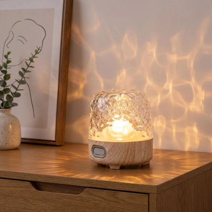 Mood lamp featuring a crystal glass design, equipped with a Bluetooth speaker and adjustable light settings for a customizable ambiance. 1