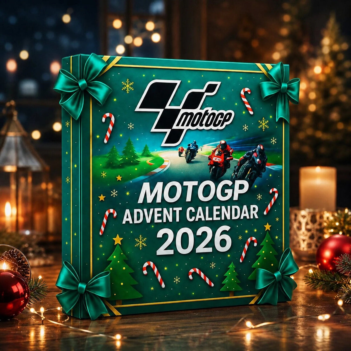 MotoGP Advent Calendar 2026 featuring 24 mini collectibles for racing fans, perfect for Christmas countdown gifts. 3