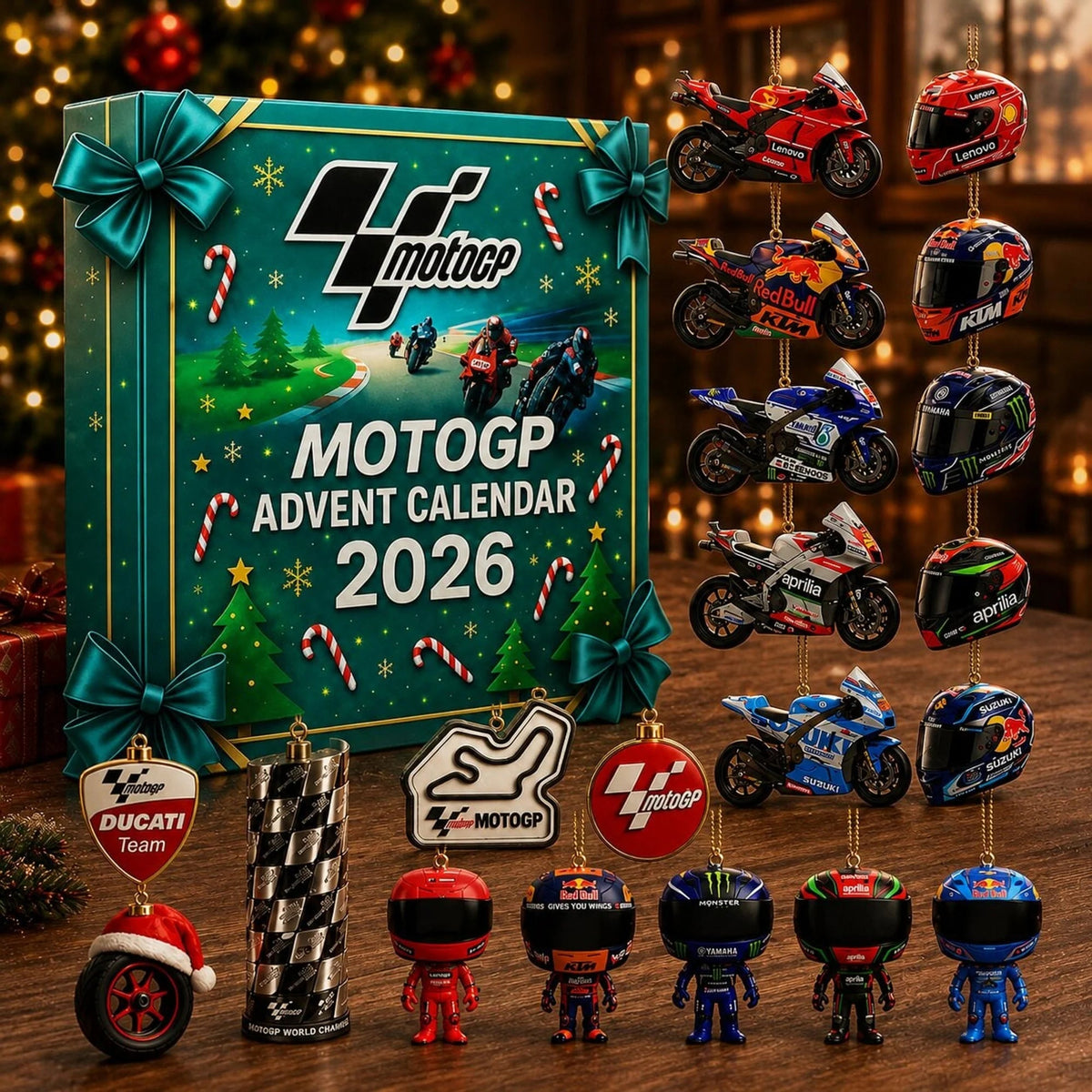 MotoGP Advent Calendar 2026 featuring 24 mini collectibles for racing fans, perfect for Christmas countdown gifts. 0