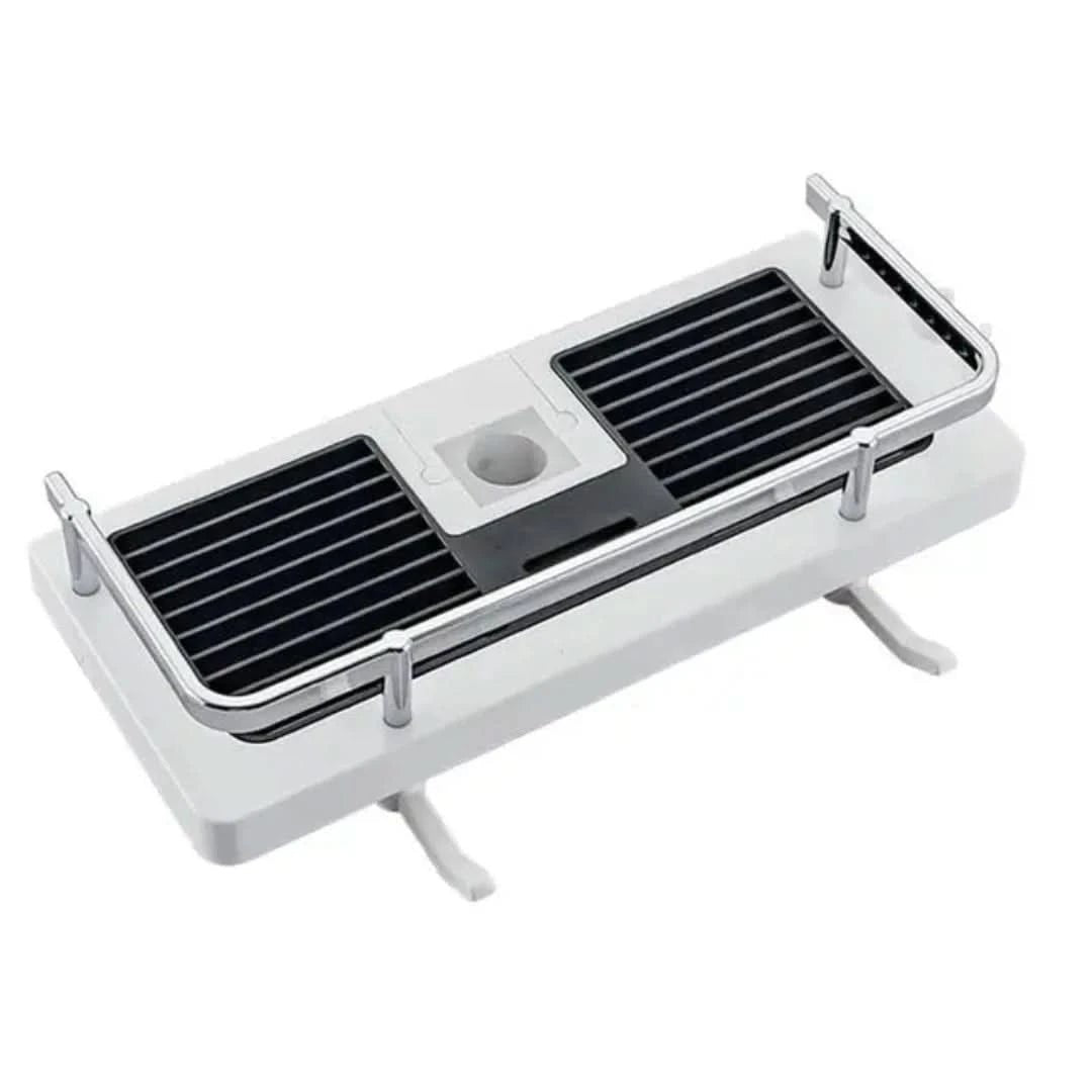 Multifunctional storage rack made of durable ABS plastic, featuring tool-less installation, ideal for organizing bathroom, kitchen, and living room spaces. 6