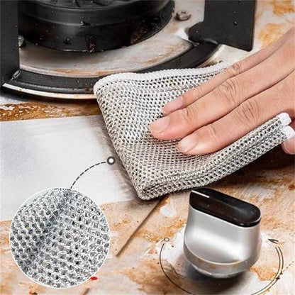Multifunctional wire cleaning cloth set of 10, 20 x 20 cm, made of quick-drying silver fabric, ideal for removing 1