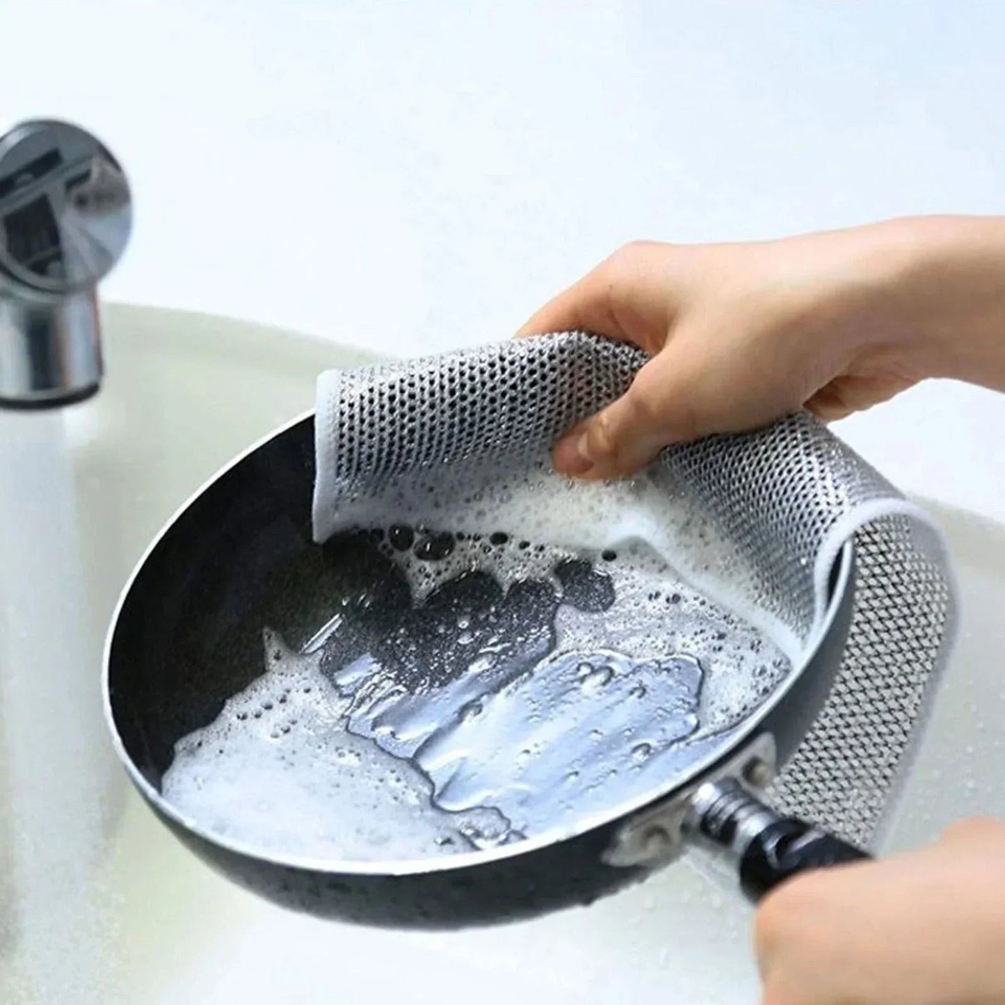 Multifunctional wire cleaning cloth set of 10, 20 x 20 cm, made of quick-drying silver fabric, ideal for removing 2