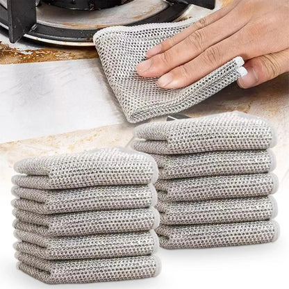 Multifunctional wire cleaning cloth set of 10, 20 x 20 cm, made of quick-drying silver fabric, ideal for removing 0