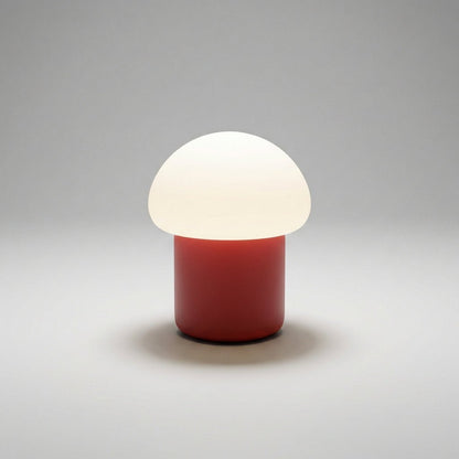 Mushroom table lamp featuring a modern minimalist design with soft LED light, perfect for bedside and nightstand use. 7