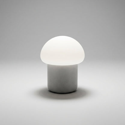 Mushroom table lamp featuring a modern minimalist design with soft LED light, perfect for bedside and nightstand use. 0