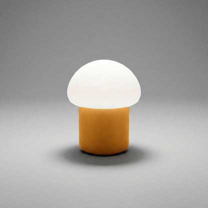 Mushroom table lamp featuring a modern minimalist design with soft LED light, perfect for bedside and nightstand use. 6