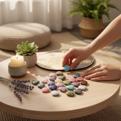 Natural Healing Crystals Heart Stones Set featuring smooth polished assorted gemstones, perfect for home decor, collecting, and gifting. 3