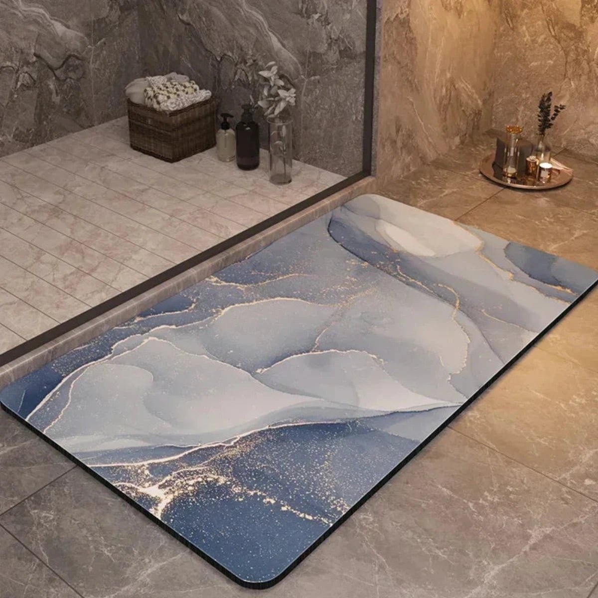 Non-slip bath mat featuring a quick-drying diatom mud surface, available in multiple colors, designed for safety and comfort in the bathroom. 6