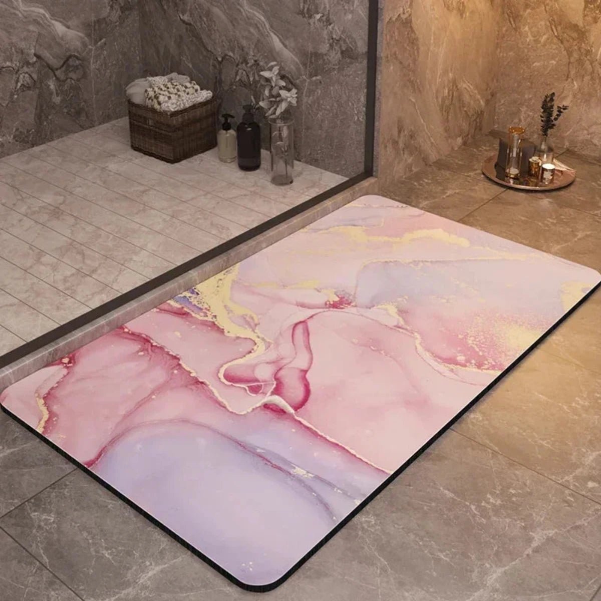 Non-slip bath mat featuring a quick-drying diatom mud surface, available in multiple colors, designed for safety and comfort in the bathroom. 10