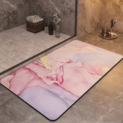 Non-slip bath mat featuring a quick-drying diatom mud surface, available in multiple colors, designed for safety and comfort in the bathroom. 10
