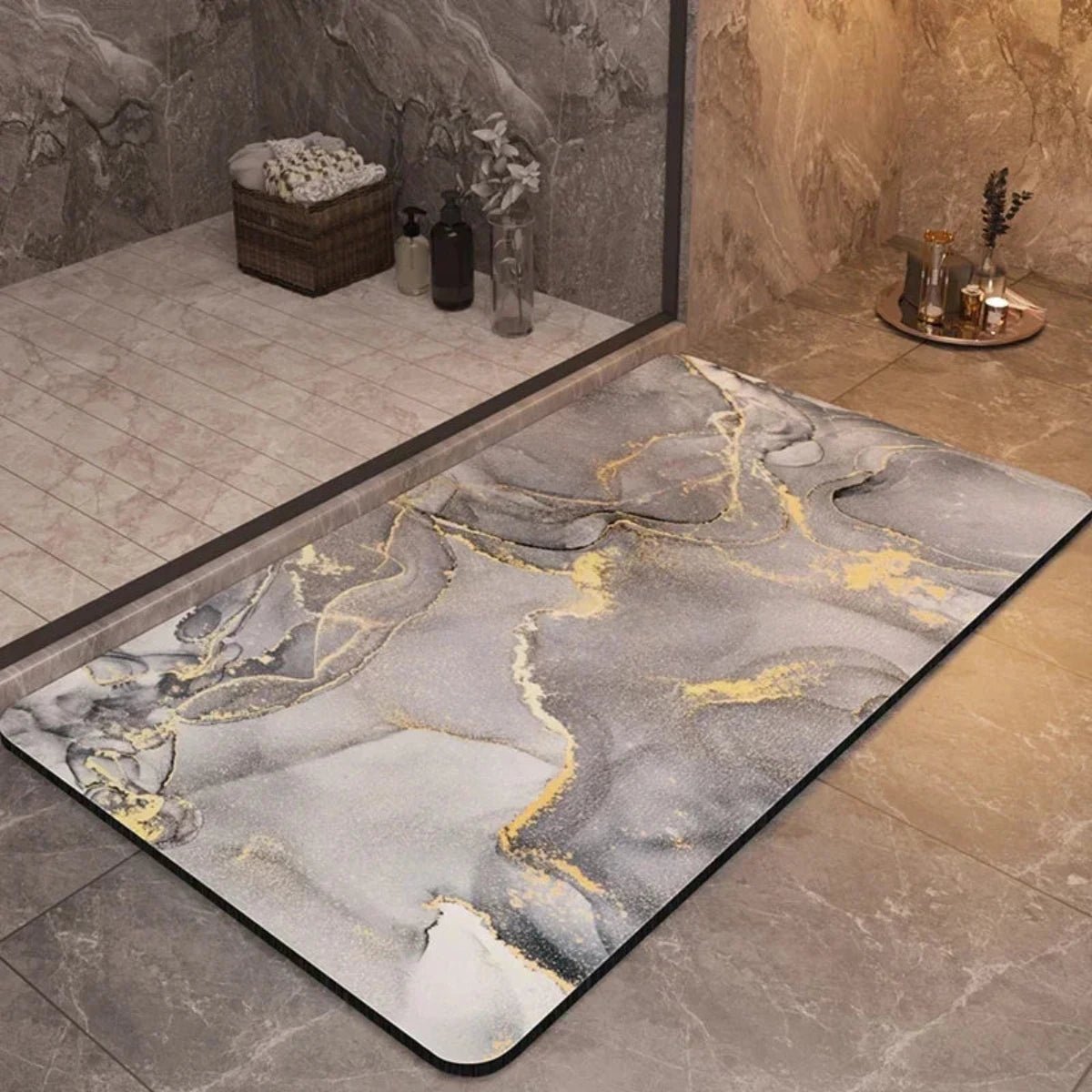 Non-slip bath mat featuring a quick-drying diatom mud surface, available in multiple colors, designed for safety and comfort in the bathroom. 8