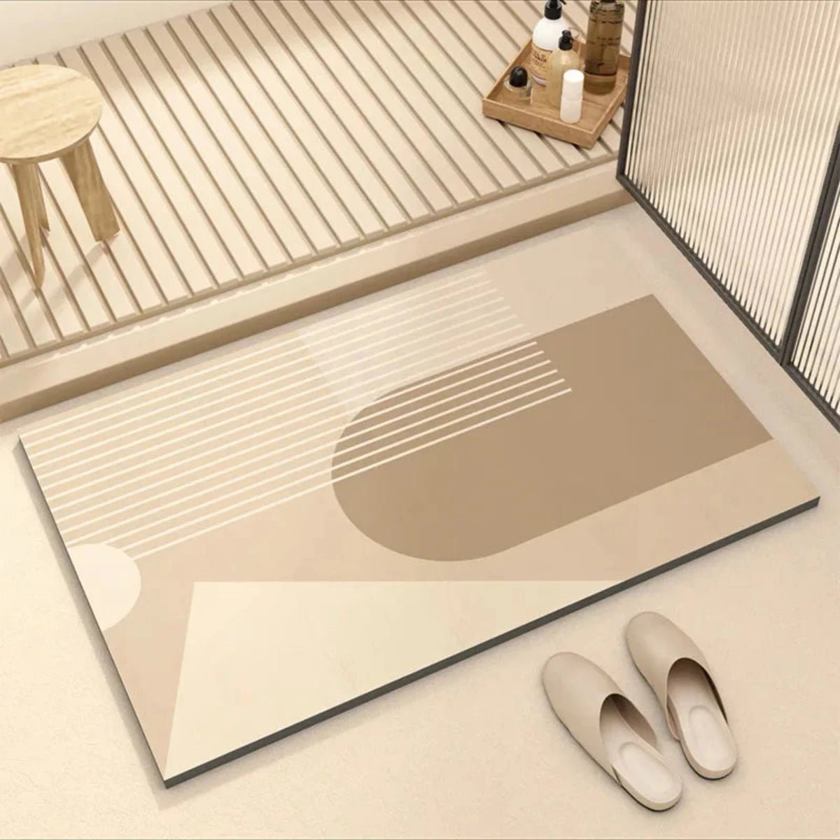 Non-slip bath mat featuring a super absorbent rubber base in an eco-friendly multicolor design, measuring 40x60 cm. 6
