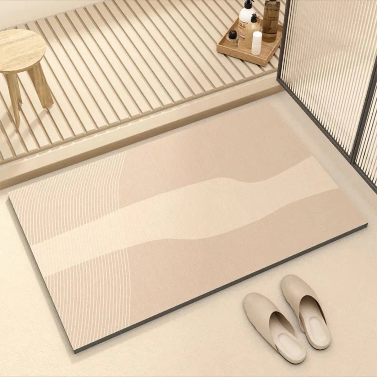 Non-slip bath mat featuring a super absorbent rubber base in an eco-friendly multicolor design, measuring 40x60 cm. 10