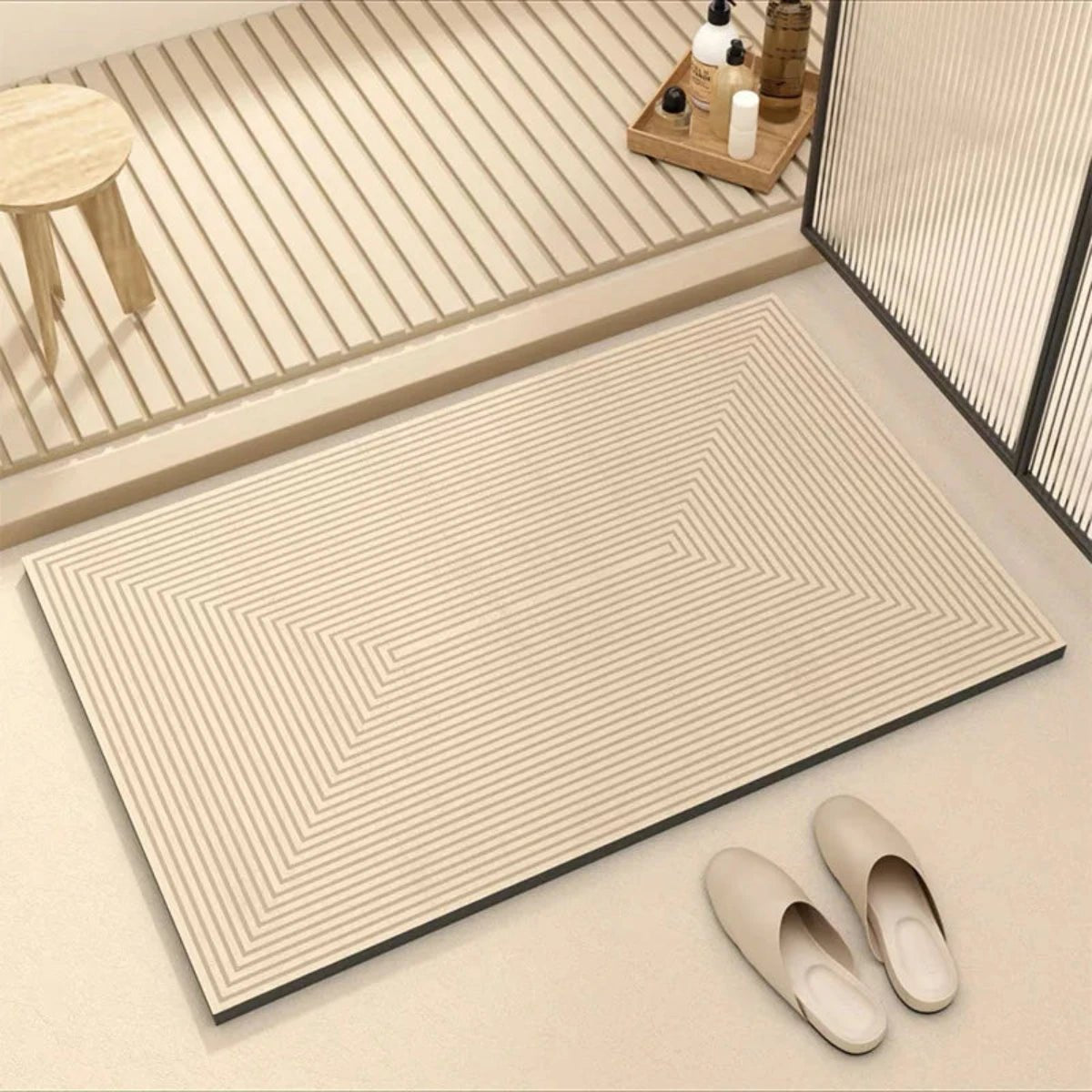 Non-slip bath mat featuring a super absorbent rubber base in an eco-friendly multicolor design, measuring 40x60 cm. 2