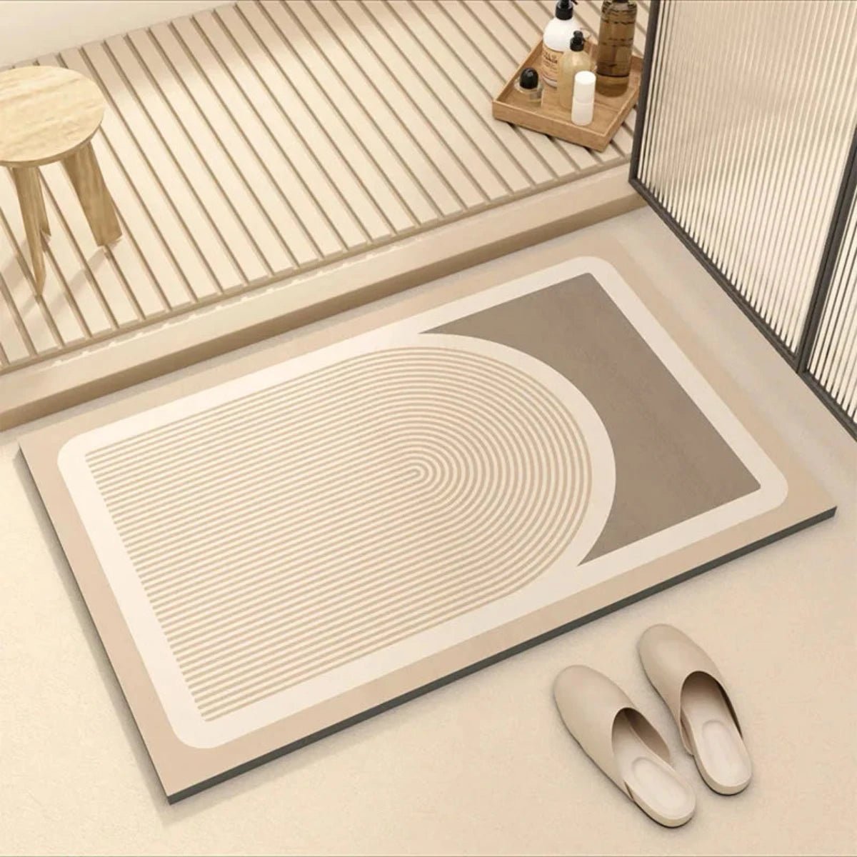 Non-slip bath mat featuring a super absorbent rubber base in an eco-friendly multicolor design, measuring 40x60 cm. 4