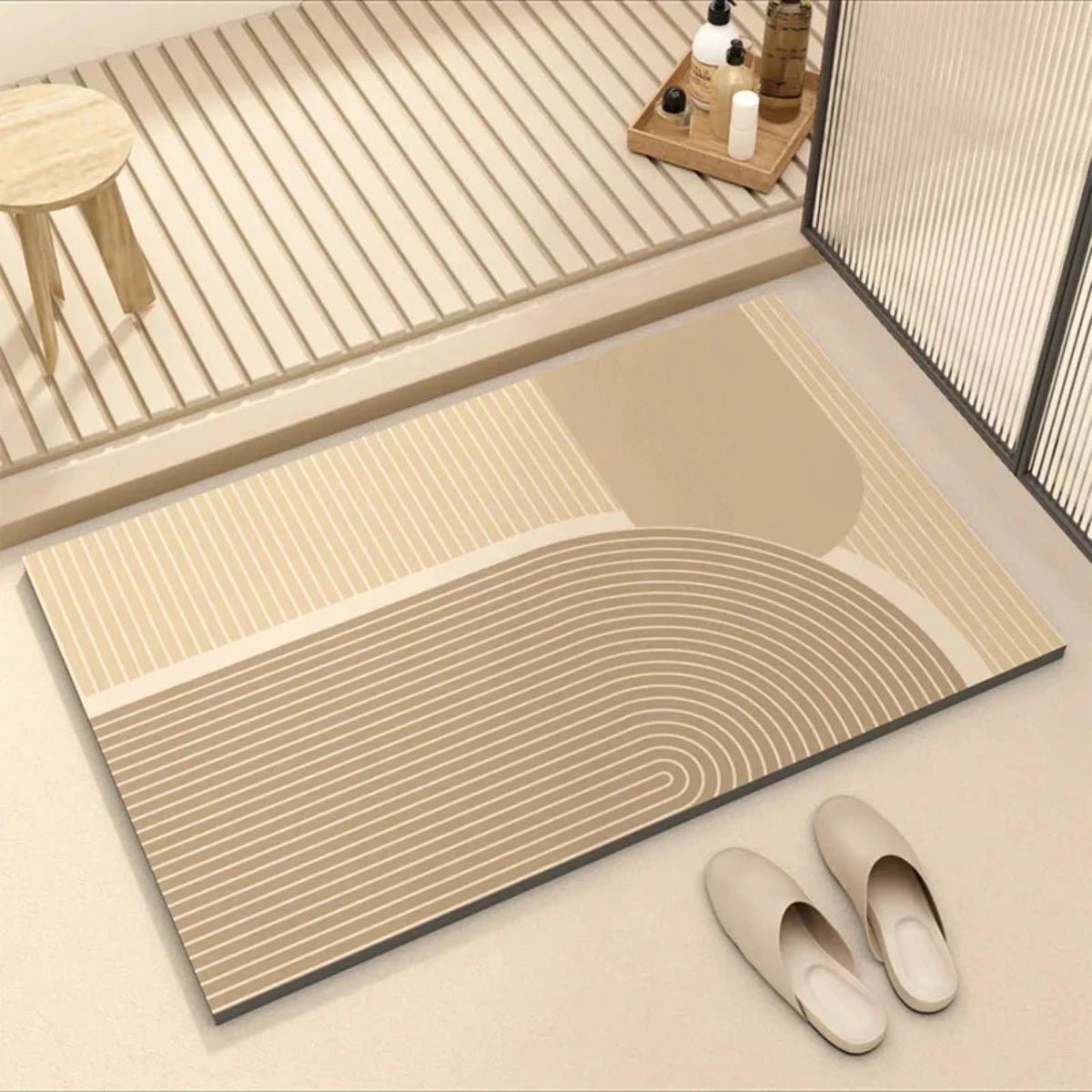 Non-slip bath mat featuring a super absorbent rubber base in an eco-friendly multicolor design, measuring 40x60 cm. 5