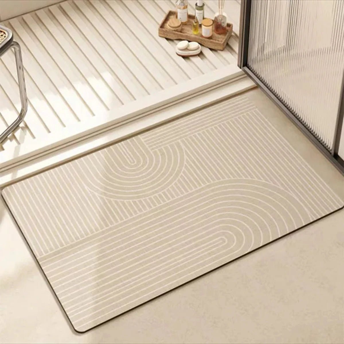Non-slip bath mat featuring a super absorbent rubber base in an eco-friendly multicolor design, measuring 40x60 cm. 3