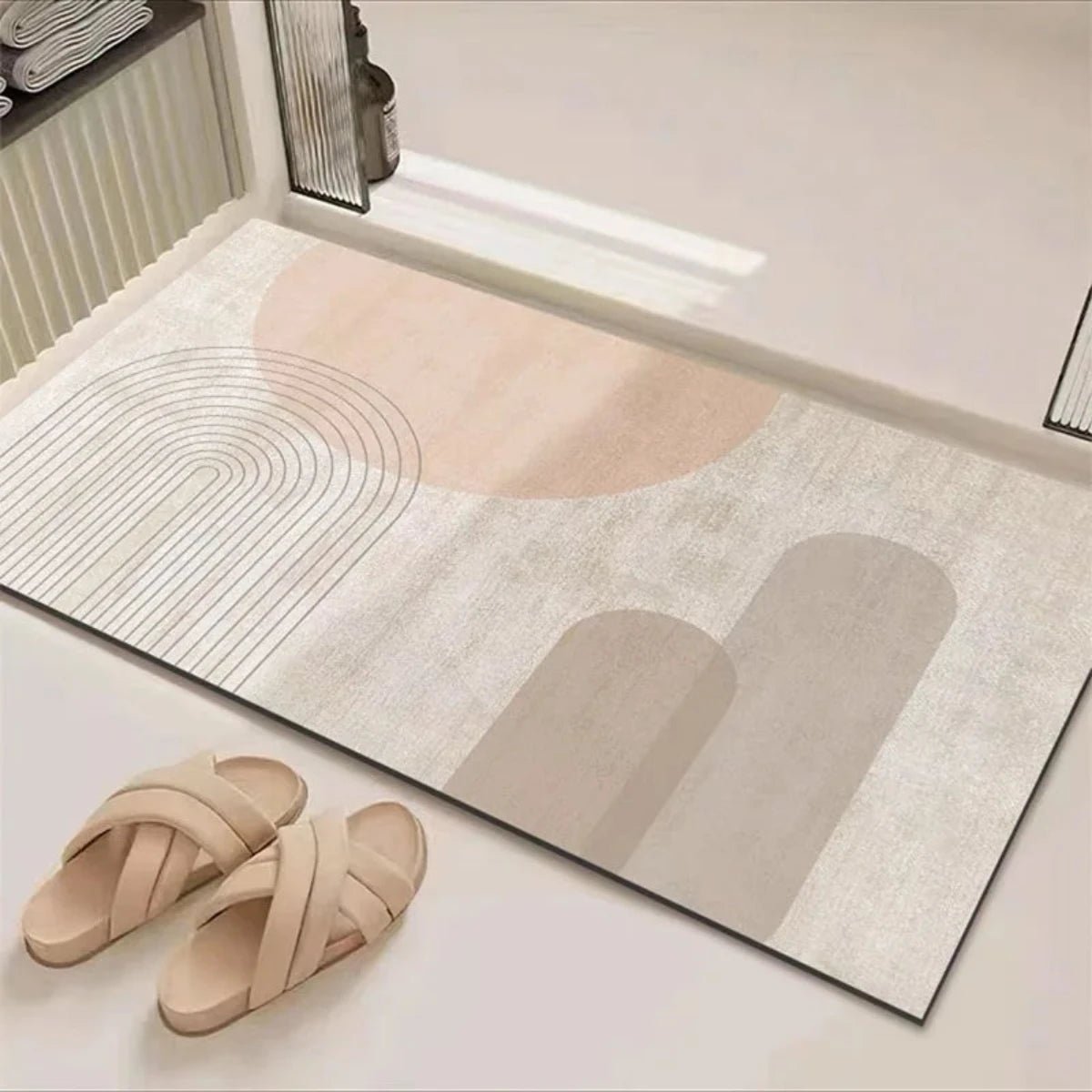 Non-slip bath mat featuring a super absorbent rubber base in an eco-friendly multicolor design, measuring 40x60 cm. 7
