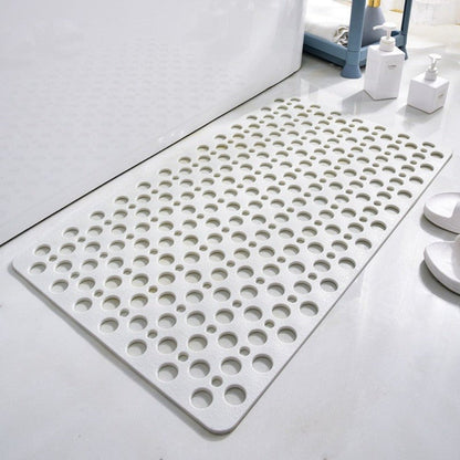 Non-slip shower mat featuring strong suction cups for stability, quick drainage holes for efficient water flow, and mold-resistant material for a hygienic bathroom experience. 8